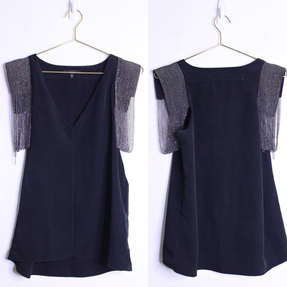 Joes Jeans Black Epaulette Embellished Evening Blouse - Small